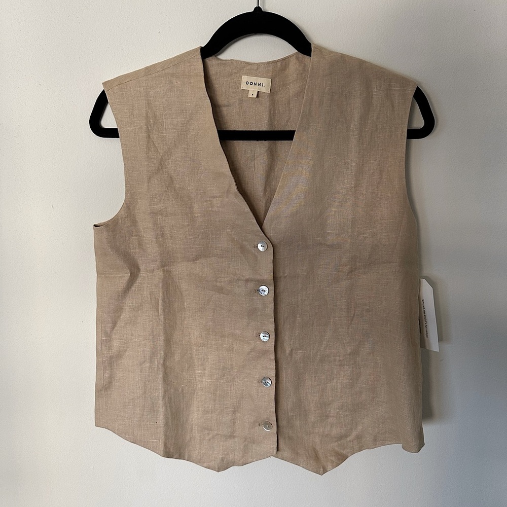 Donni Linen Vest (Sand) BNWT